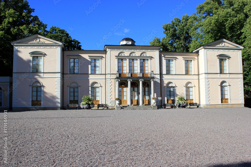 Blick auf die Front von Schloss Rosendal in Stockholm (Schweden) Stock