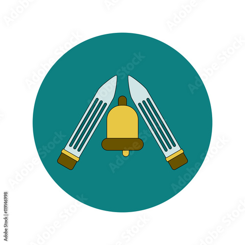 Back to School and Education Vector Flat Design bell and pencils