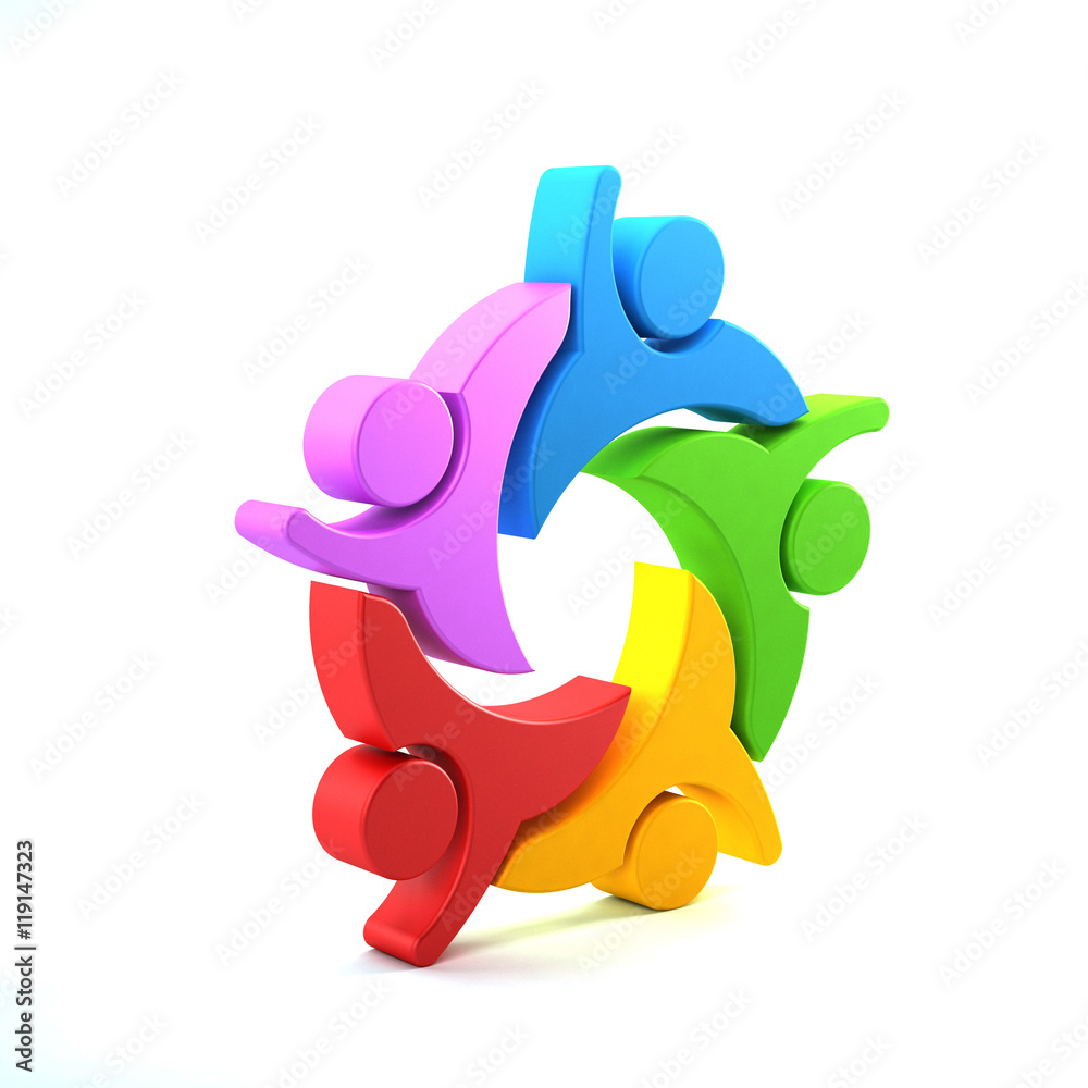 Teamwork Group of People Monument. 3D Rendering Illustration Teamwork Group of People Monument. 3D Rendering Illustration