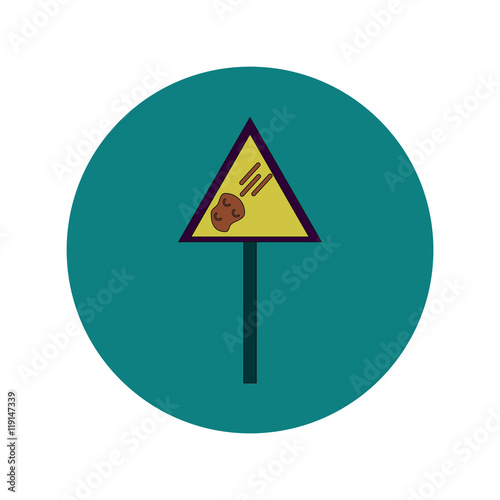 Vector illustration in flat design of space meteorite sign