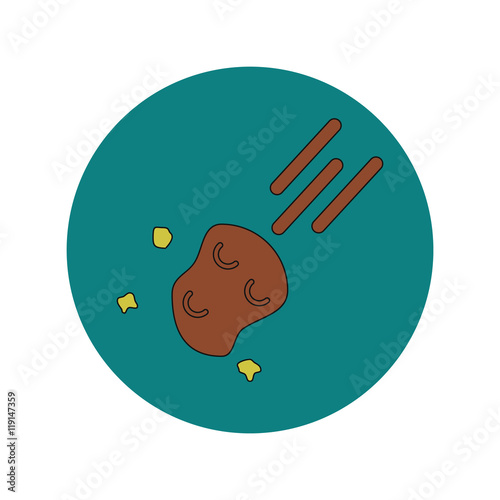 Vector illustration in flat design of space meteorite