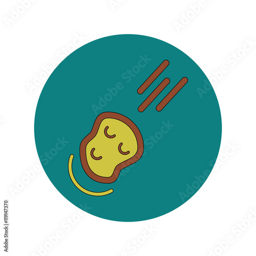 Vector illustration in flat design of space meteorite falling
