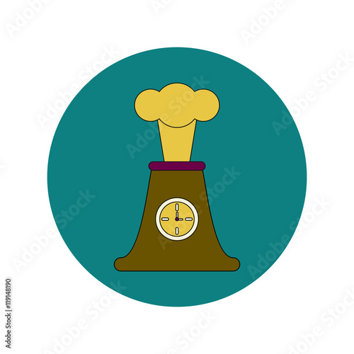 Vector illustration in flat design of volcano explosion and clock
