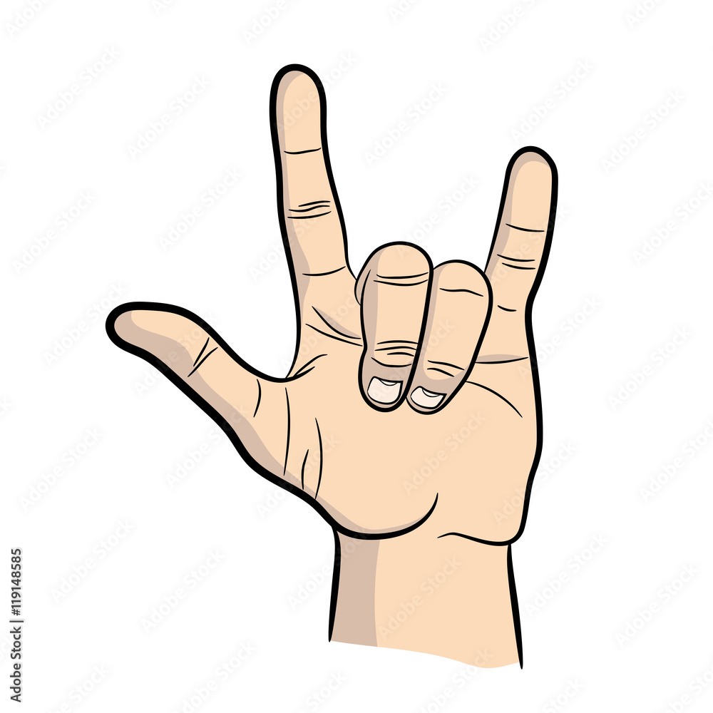 Hand in rock n roll sign, Hand rock gesture. icon rock n roll  Stock-Vektorgrafik | Adobe Stock