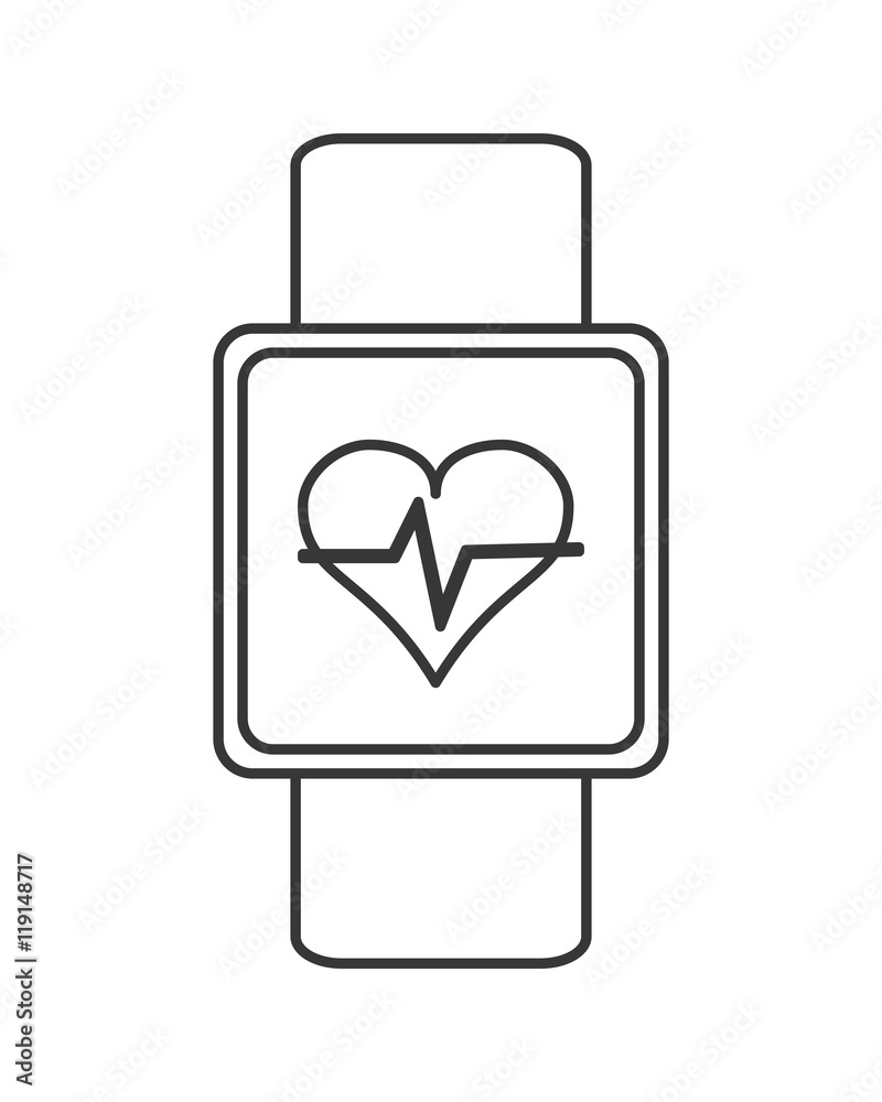 flat design heartbeat monitor wristband icon vector illustration