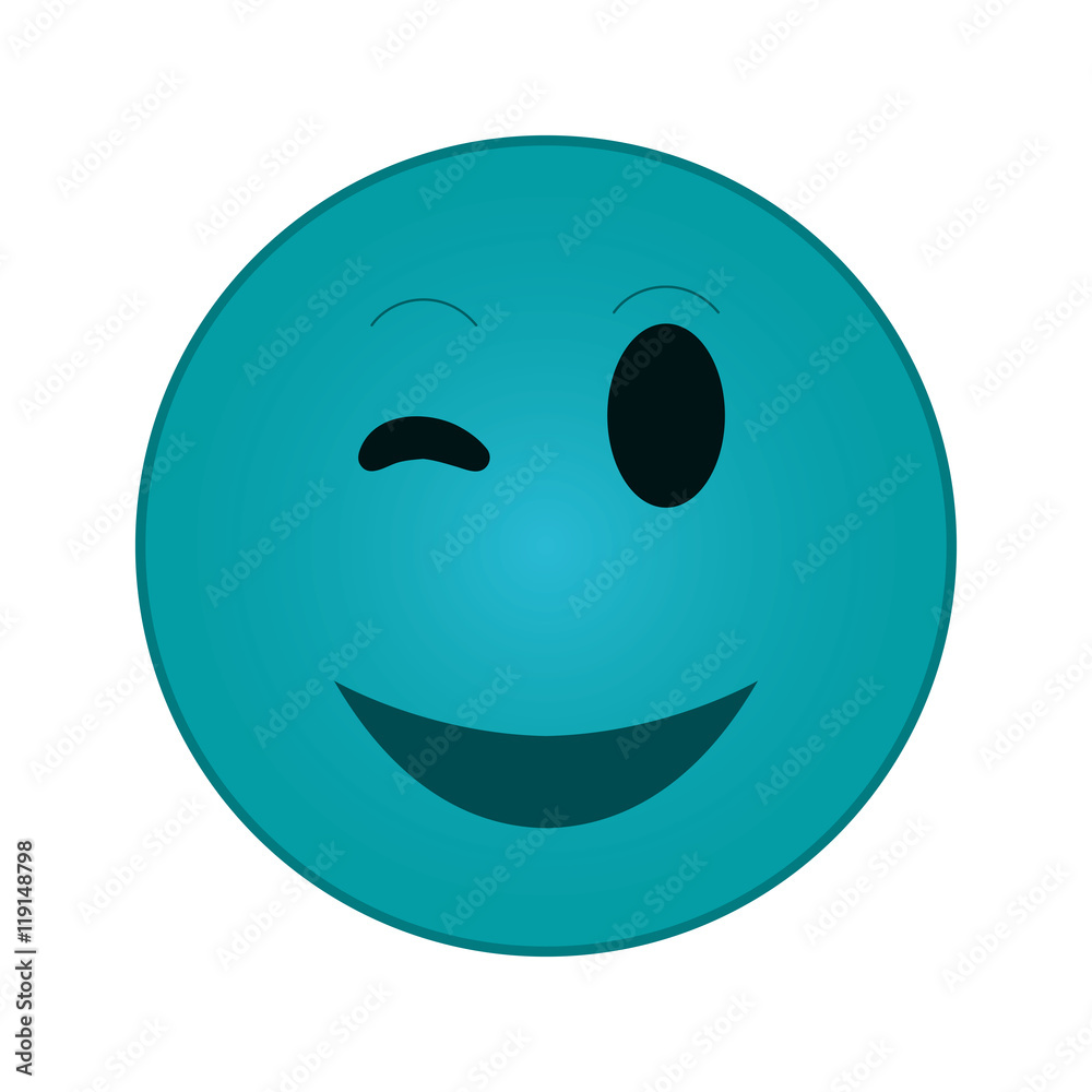 flat design happy wink emoticon icon vector illustration flat design happy wink emoticon icon vector illustration