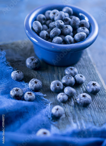 Blueberries in blue bowl