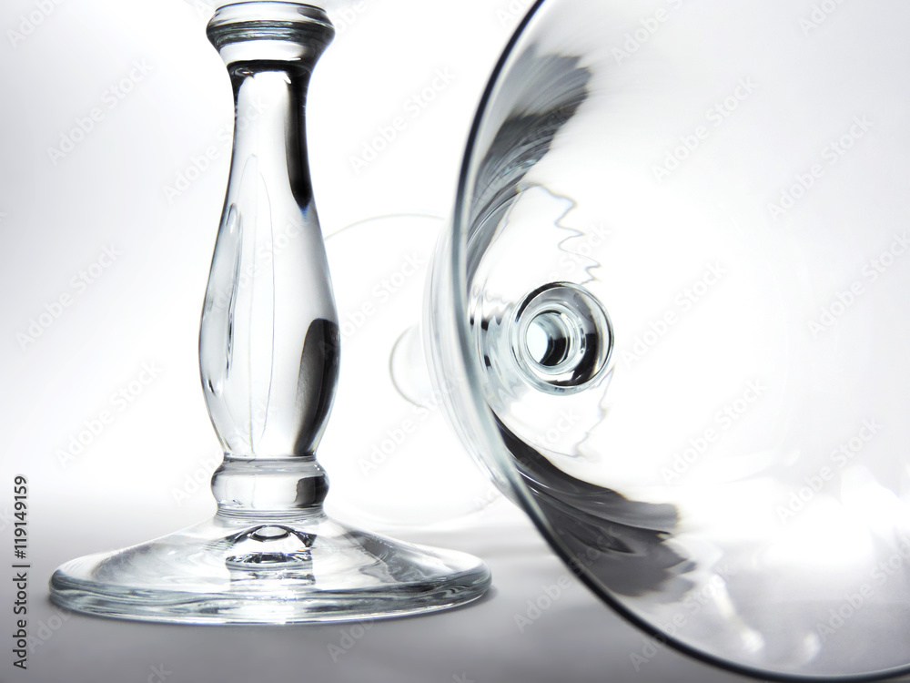 Elegant, empty wineglasses, high contrast study shot. Elegant, empty wineglasses, high contrast study shot.