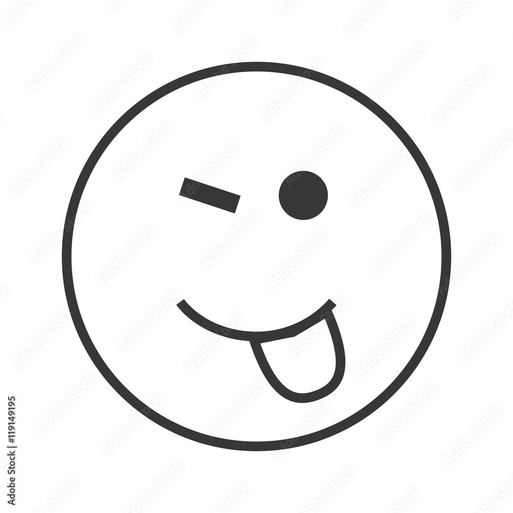 flat design happy wink emoticon icon vector illustration flat design happy wink emoticon icon vector illustration