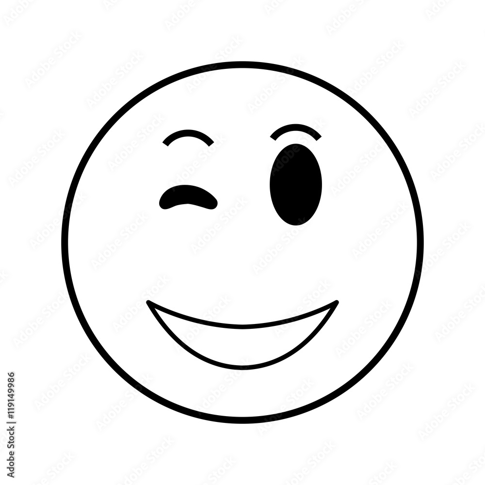 flat design happy wink emoticon icon vector illustration flat design happy wink emoticon icon vector illustration