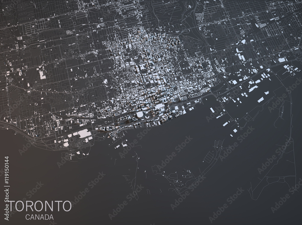 Samolepka Toronto mappa, vista satellitare, Ontario, Canada