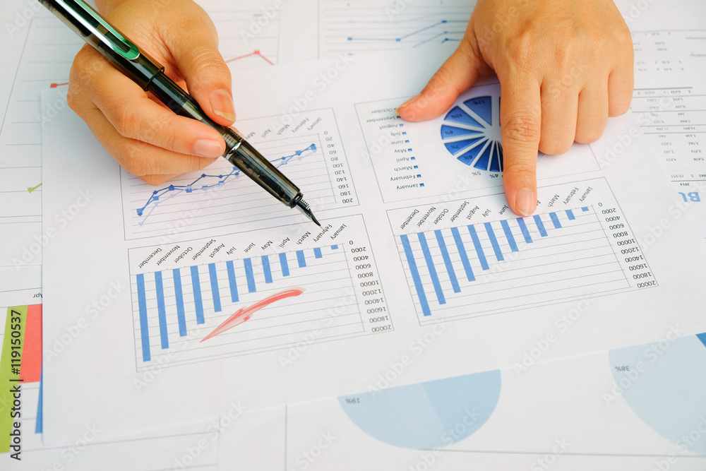 Asian business meeting dicuss analysis report view from top. concept of business analysis, data analysis.