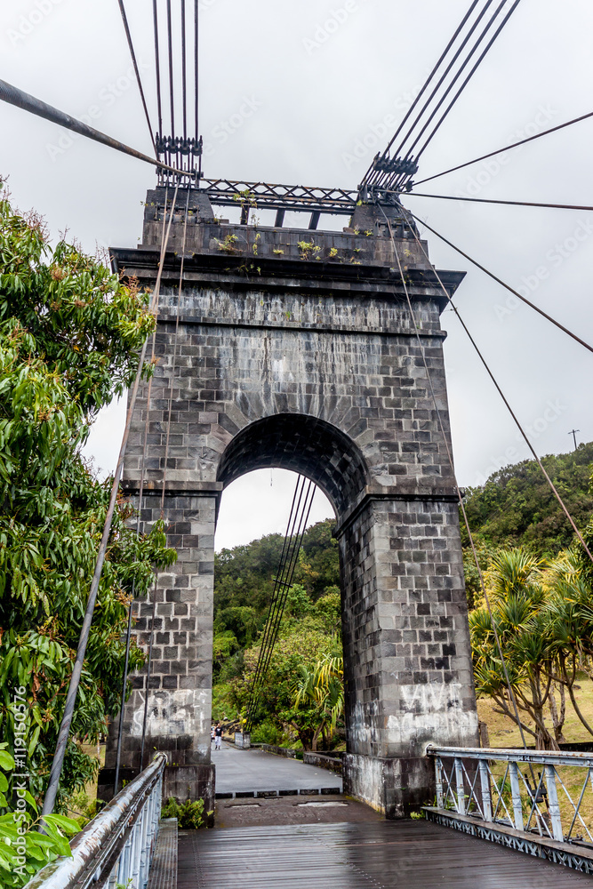 Fototapeta premium Paysage et Nature de l'île de la Réunion Paysage et pont suspendu à la Réunion