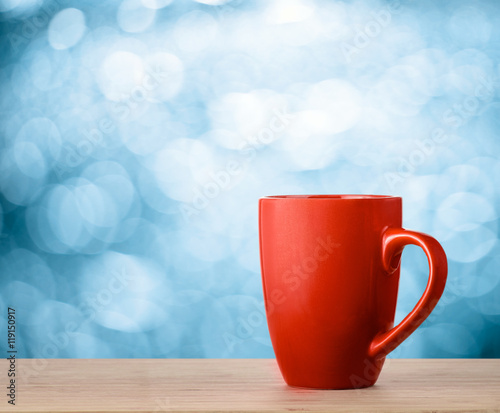 Red cup on a blue background