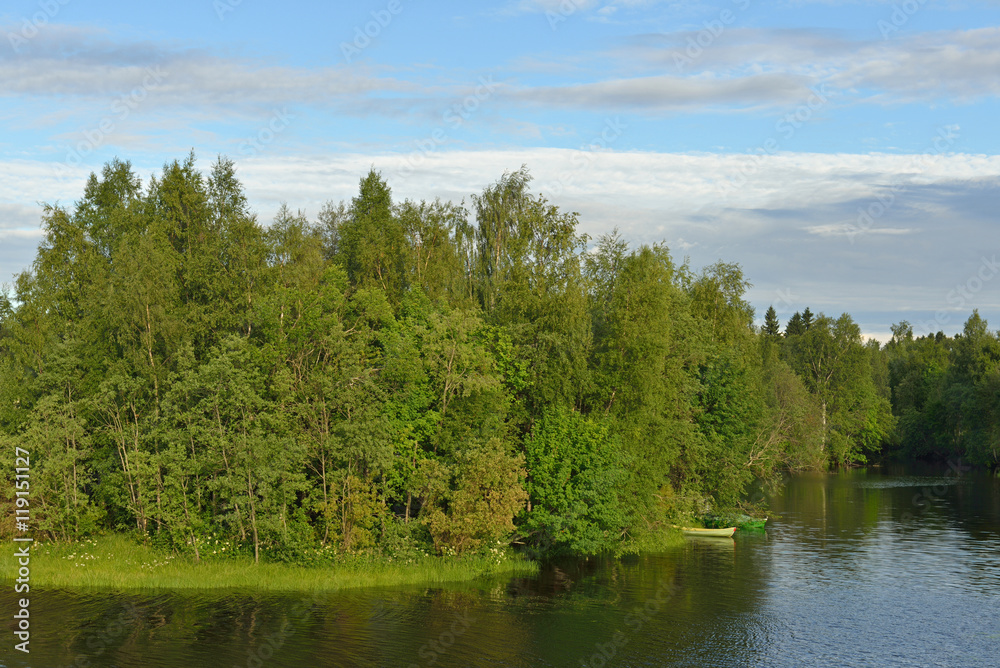 Fototapeta premium Water landscape in morning. Oulu, Finland