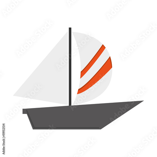 flat design simple sailboat icon vector illustration