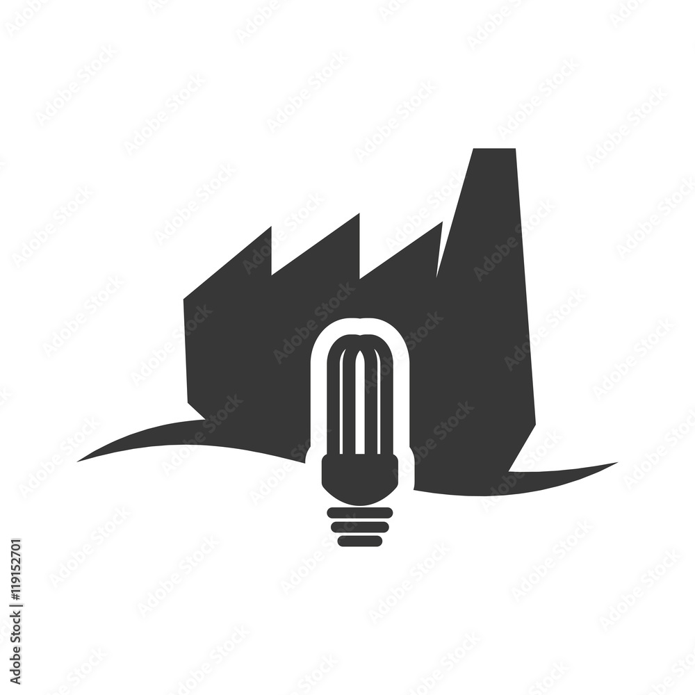 light bulb factory industry ecology silhouette icon. Flat and Isolated design. Vector illustration