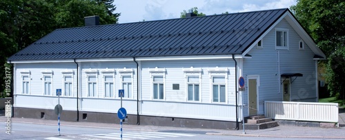 Loviisa, Finland. Historic building in the old town photo