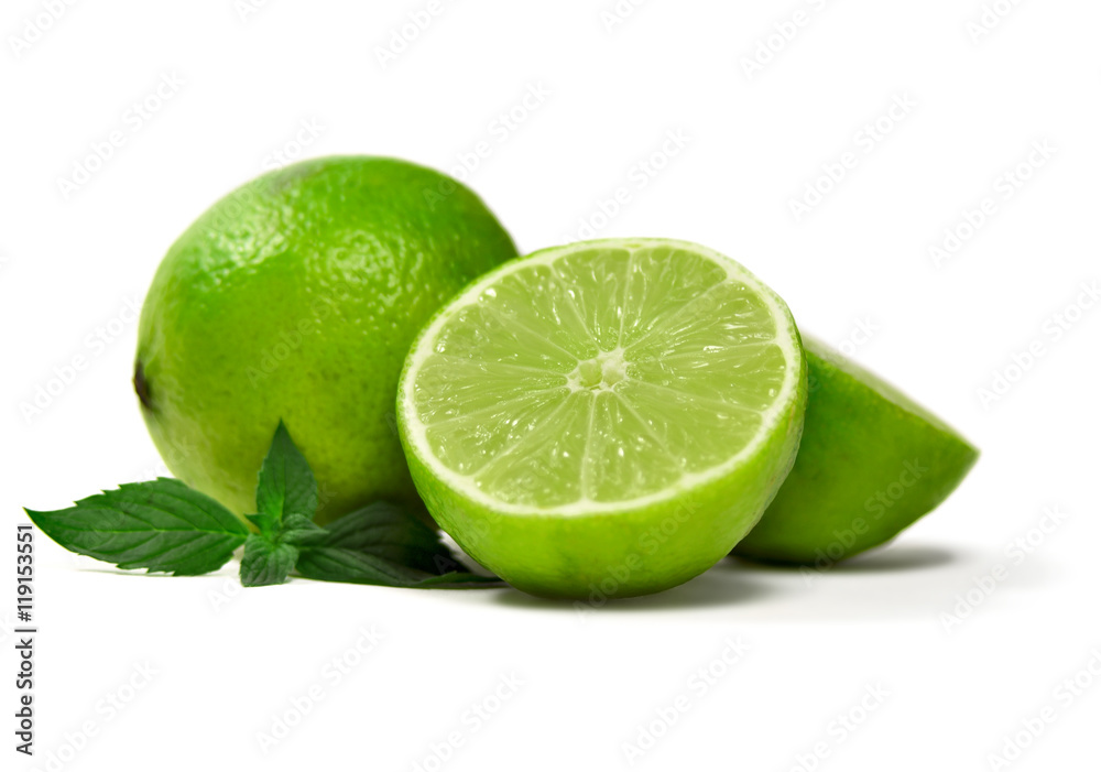 Fresh limes, isolated on white Fresh limes, isolated on white