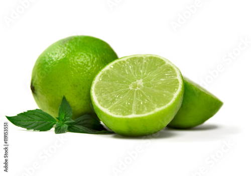Fresh limes, isolated on white