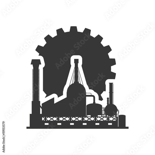gear factory industry plant building silhouette icon. Flat and Isolated design. Vector illustration