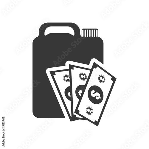 bills barrel petroleum gasoline oil industry silhouette icon. Flat and Isolated design. Vector illustration