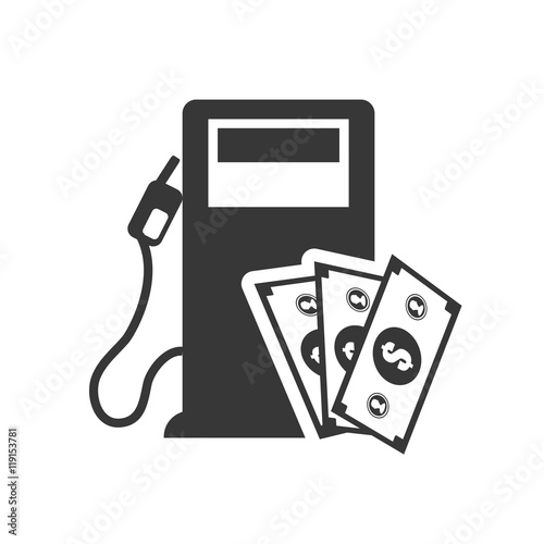 bills dispenser petroleum gasoline oil industry silhouette icon. Flat and Isolated design. Vector illustration