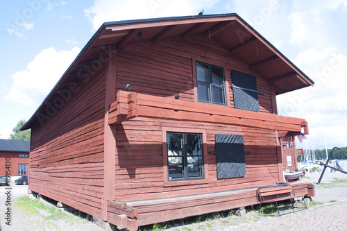 Loviisa, Finland. Historic building in the old town photo