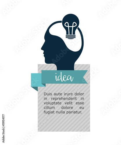light bulb human head big and great idea infographic creativity icon set. Colorful and flat design. Vector illustration