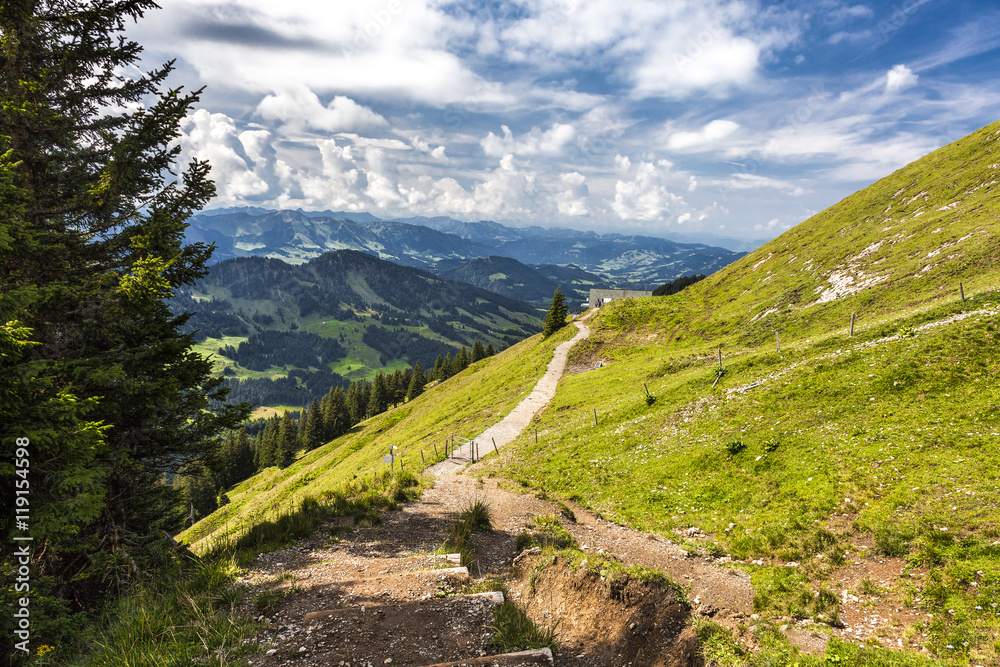 Panorama View Nagelfluhkette, Allgäu Mountains, Alps near Oberstaufen