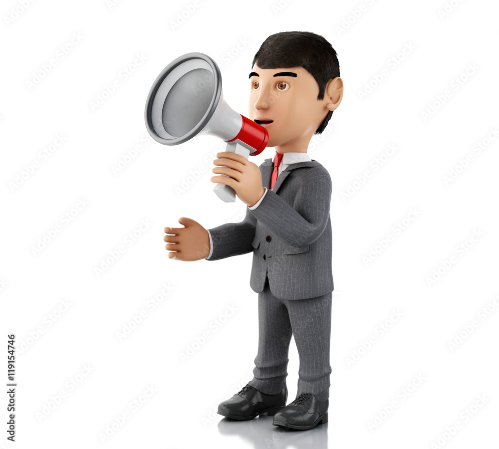 3d Businessman with a megaphone. Business concept. 3d Businessman with a megaphone. Business concept.