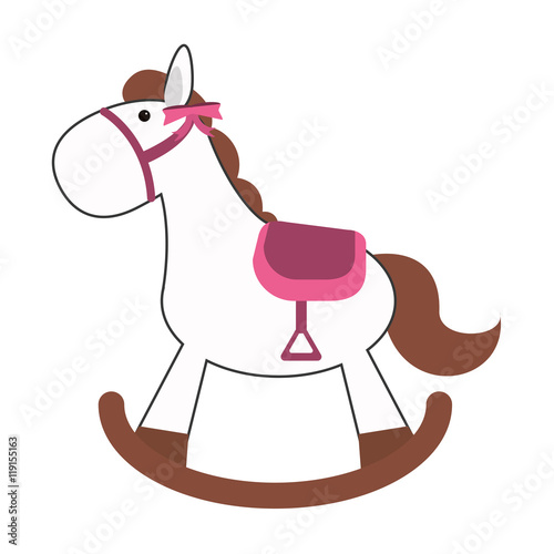 flat design wood rocking horse icon vector illustration