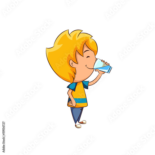 Cute kid drinking water