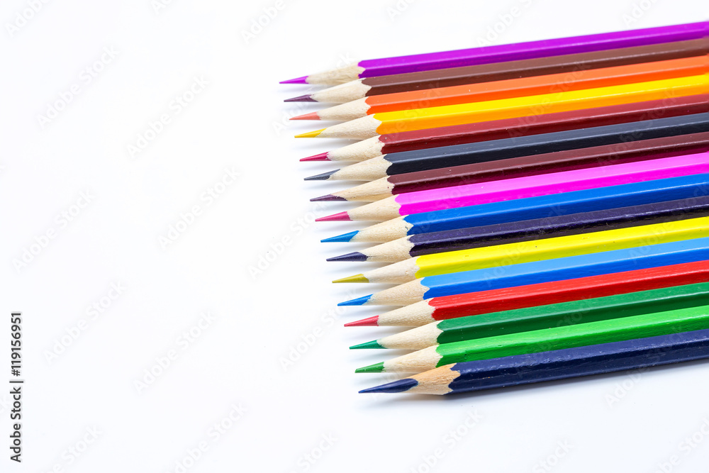 Line of color pencils. Line of color pencils.