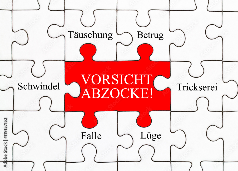 Vorsicht Abzocke! Puzzle Konzept Stock Photo | Adobe Stock