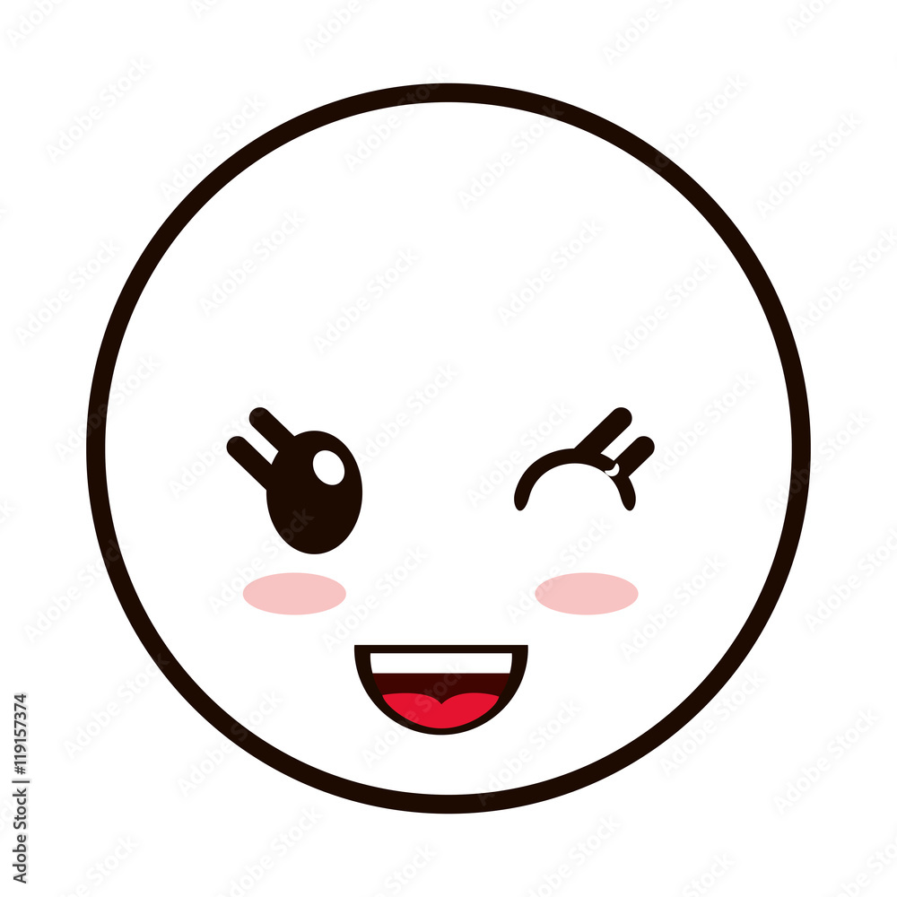 flat design kawaii happy facial expression emoticon icon vector illustration flat design kawaii happy facial expression emoticon icon vector illustration