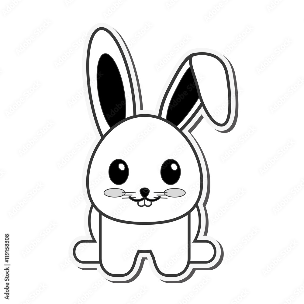 flat design Cute rabbit cartoon vector illustration