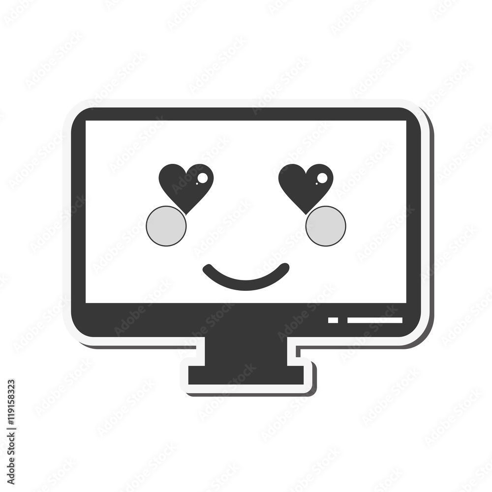 flat design kawaii computer icon vector illustration flat design kawaii computer icon vector illustration