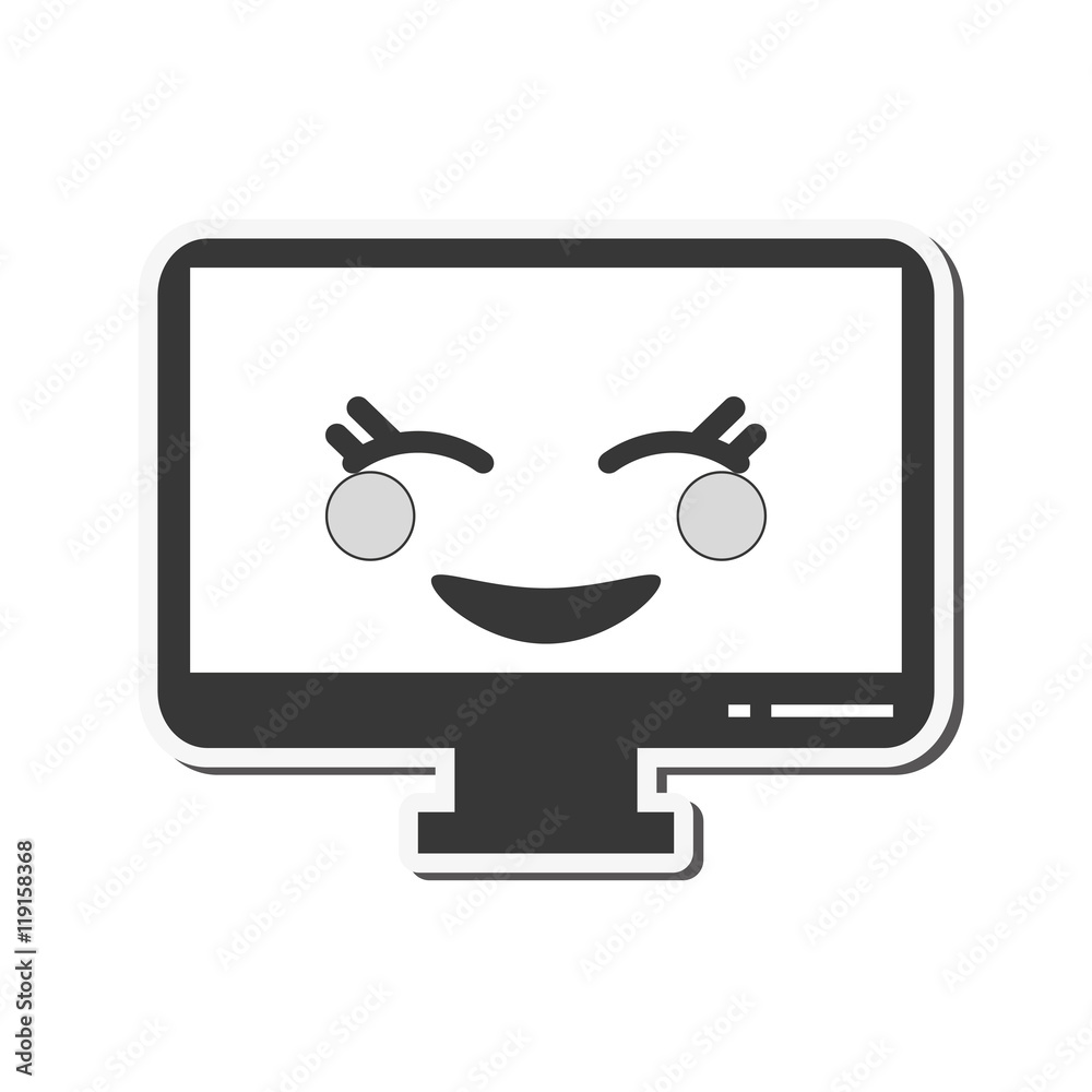 flat design kawaii computer icon vector illustration flat design kawaii computer icon vector illustration
