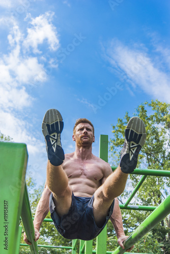 Man doing exercise outdoor