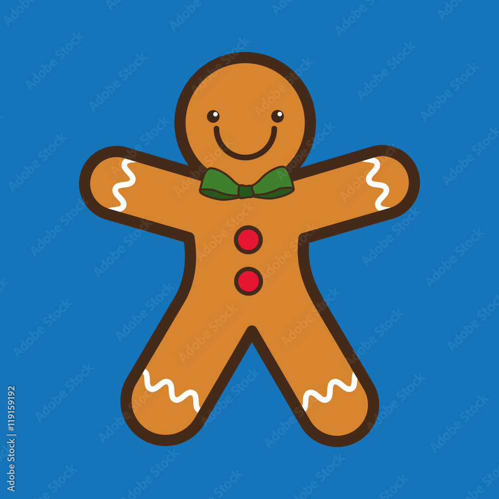 Obraz premium coockie cartoon merry christmas decoration celebration con. Colorful and flat design. Vector illustration
