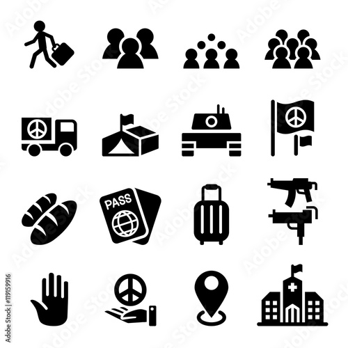immigration , immigrant , refugee icon set
