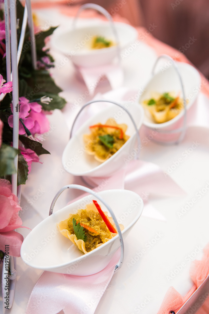 Thai Food, Group of Kratong Thong or Minced Chicken and Sweet Co Thai Food, Group of Kratong Thong or Minced Chicken and Sweet Co