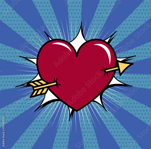 Heart pierced with arrow vector illustration. Eps 10