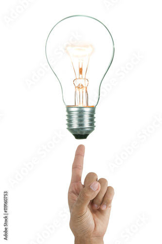 Bulb light on Fingertip background
