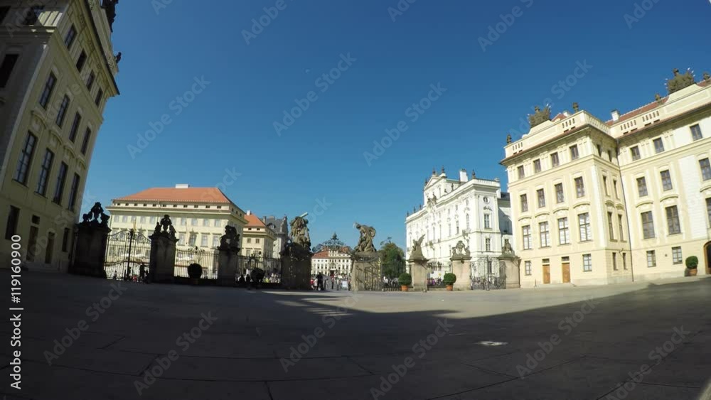 Prague is the capital of the Czech Republic. center of Bohemia. historic center included in the Unesco World Heritage . The plaza in front of the main entrance of the castle Prague is the capital of the Czech Republic. center of Bohemia. historic center included in the Unesco World Heritage . The plaza in front of the main entrance of the castle