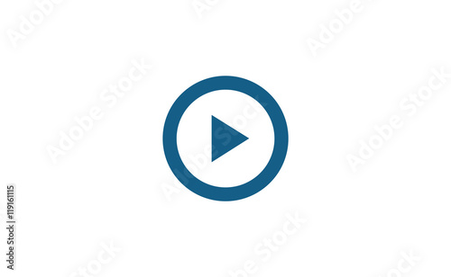 Vector play symbol button in circle on white background