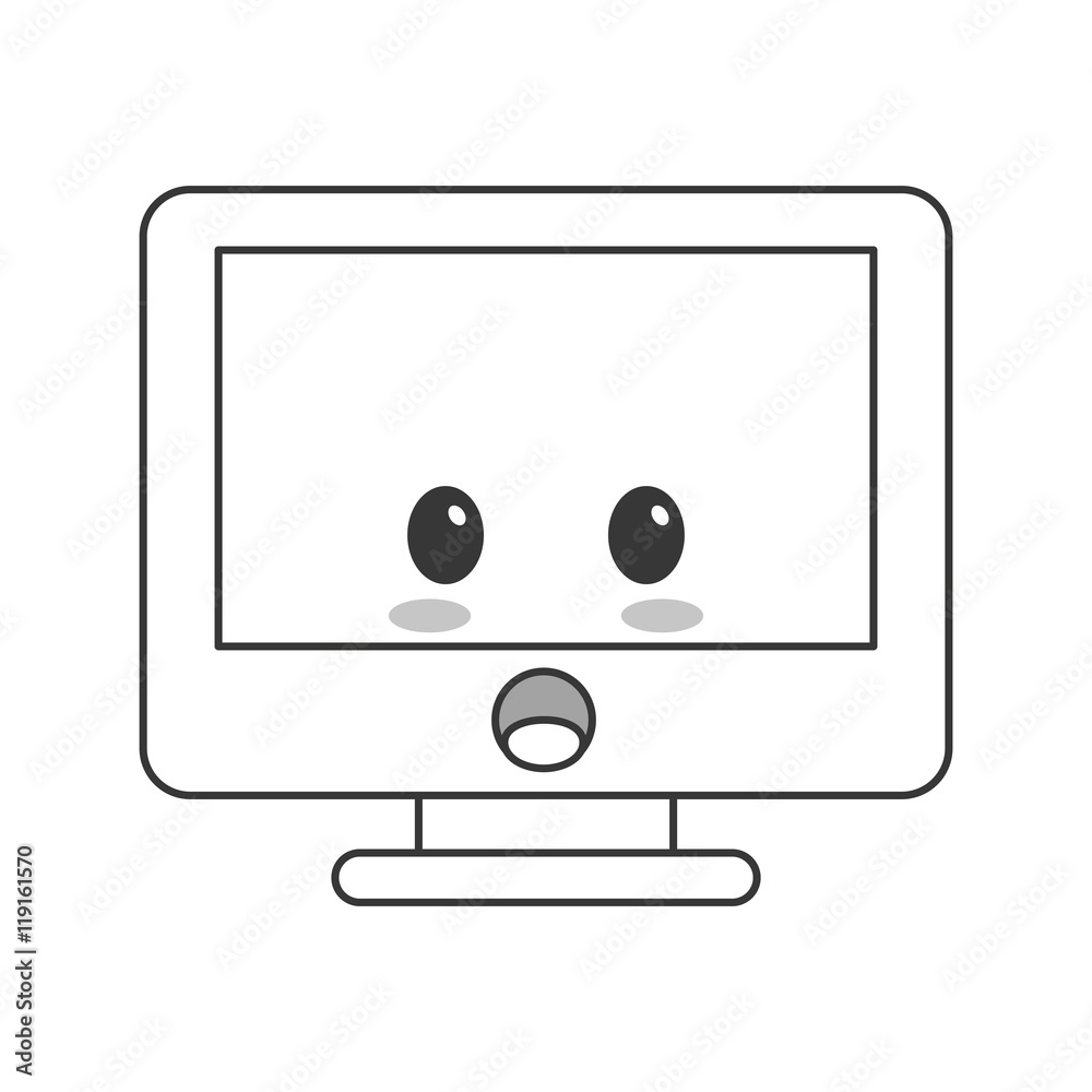 flat design kawaii computer icon vector illustration flat design kawaii computer icon vector illustration