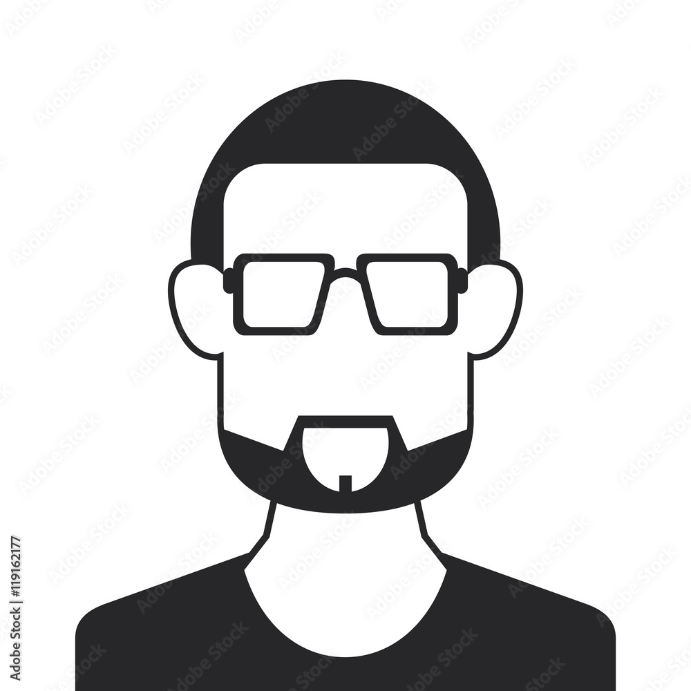 flat design faceless bearded man portrait icon vector illustration