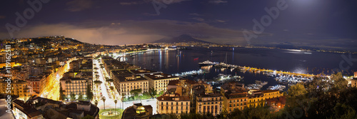 view of the Bay of Naples at night